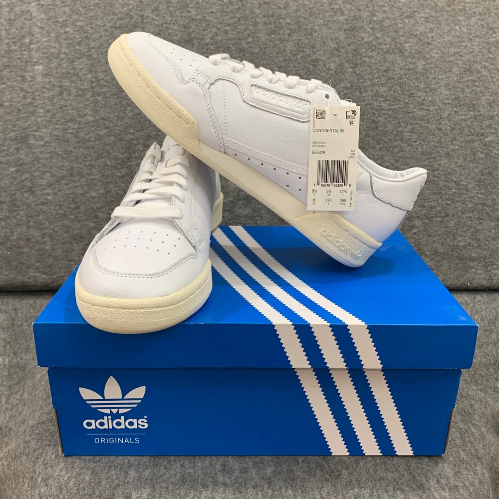 NEW Adidas Originals Continental 80 Mens 9 White Leather Sneakers EE6329 Low Top